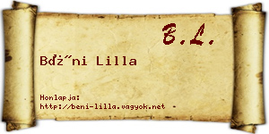 Béni Lilla névjegykártya